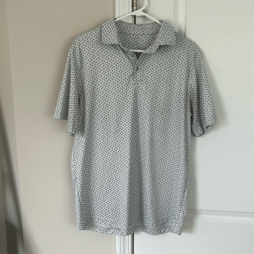 Swannies Men’s Golf Polo Shirt Size Large White Flowers